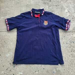Vintage Adare Manor Polo Shirt Mens L Blue Golf Embroidered Ireland Ryder Cup